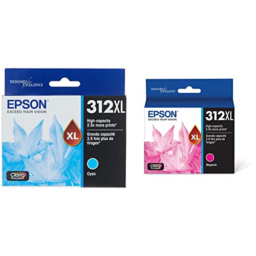 Epson T312XL320 Claria Photo HD Magenta High Capacity Cartridge Ink & T312XL220 Claria Photo HD Cyan High Capacity Cartridge Ink