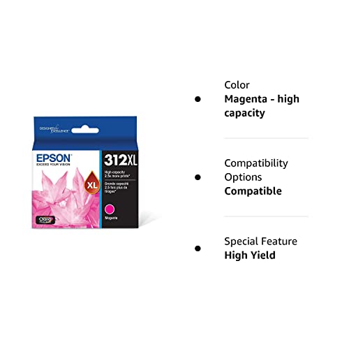 Epson T312XL320 Claria Photo HD Magenta High Capacity Cartridge Ink & T312XL220 Claria Photo HD Cyan High Capacity Cartridge Ink