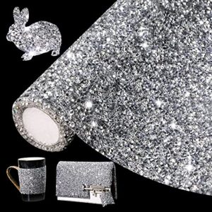 locacrystal bling rhinestone sticker diy home decor stickers self-adhesive crystal sheet stickers for cars & crafts decoration(silver,9.4" x 15.8")