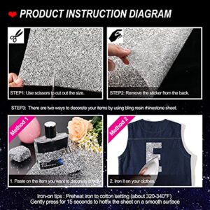 Locacrystal Bling Rhinestone Sticker DIY Home Decor Stickers Self-Adhesive Crystal Sheet Stickers for Cars & Crafts Decoration(Silver,9.4" x 15.8")