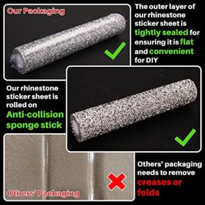 Locacrystal Bling Rhinestone Sticker DIY Home Decor Stickers Self-Adhesive Crystal Sheet Stickers for Cars & Crafts Decoration(Silver,9.4" x 15.8")