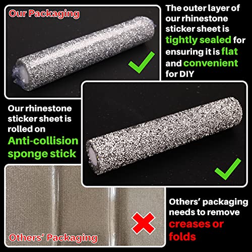 Locacrystal Bling Rhinestone Sticker DIY Home Decor Stickers Self-Adhesive Crystal Sheet Stickers for Cars & Crafts Decoration(Silver,9.4" x 15.8")