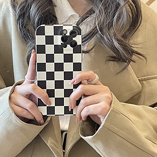 Compatible with iPhone 12 Pro Max Buffalo Plaid Black and White Phone Case,Grid Checkerboard Leather Soft Flexible TPU Anti Scratch Shock-Proof Protective Cover(Iphone12pro max)