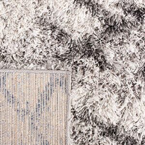 SAFAVIEH Horizon Shag Collection 3' x 5' Grey/Ivory HZN894F Modern Abstract Non-Shedding 2-inch Thick Living Room Bedroom Entryway Accent Rug