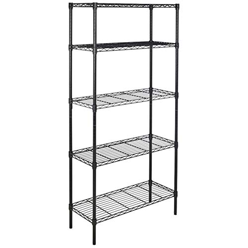 lapday 5-Shelf Adjustable Heavy Duty Storage Shelving Unit, Steel Organizer Wire Rack, Stable and Durable, 36" L x 14" W x 72" H (Black)