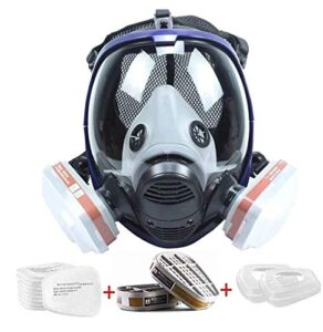 supmusk full face respirator mask reusable, silicone large view work respirator mask with filters, reusable anti-fog lens face shield protection dustproof masks for painting processing