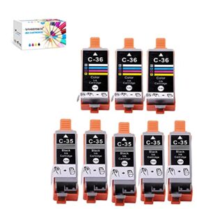 compatible pgi-35 cli-36 ink cartridge replacement for canon 35 36 pgi35 cli36 ink work with canon pixma ip110 ip100 tr150 printer (5bk, 3c)