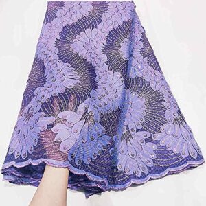 ladyq luxury african sequins lace fabrics 2021 blue latest nigerian lace fabric 5 yards 3d tulle net lace material for party dreeses 623ld (lilac)