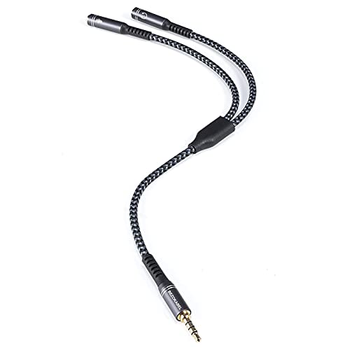 Audio Splitter, Headphone Splitter 3.5mm Nylon-Braided，BEZOKABLE Aux Splitter Male TRS to Dual Female 3.5 Audio Cable for Phone, PS4,PS5, Xbox One S,Nintendo Switch, Tablets and More