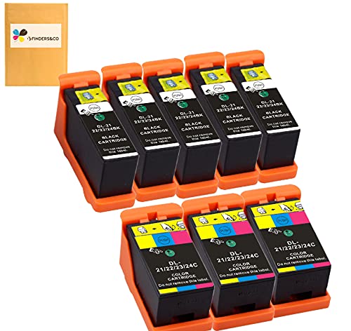 8-Pack Compatible Dell Series 21 Ink Cartridges Replacement for DELL V313W V515W P513W P713W V715W Printer (5BK, 3Color)