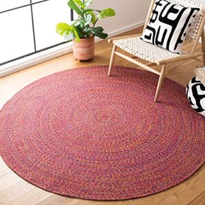 safavieh braided collection 3' round red/yellow brd351q flatweave cotton living room dining bedroom foyer area rug