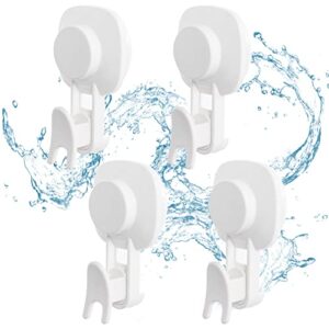 clevhom suction cup hooks-removable vacuum suction cup hooks heavy duty-waterproof shower hooks for hanging-strong window glass kitchen bathroom hooks for loofah, robe, towel-4 pack