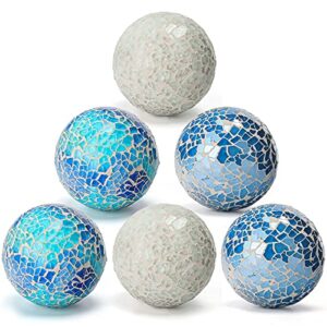 domestar decorative ball set, 6pcs 2.4 inches mosaic glass orbs centerpiece balls glass balls