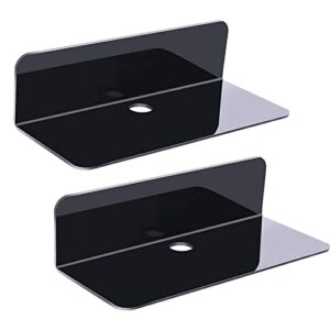 calidaka 2 pack wall mounted floating shelves no drill adhesive shelf acrylic wall shelves hanging mini shelf bookshelves display shelf for bathroom kitchen living,kitchen,room bedroom