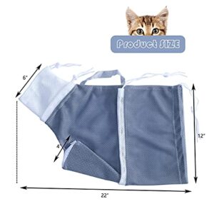 KlerRoem Cat Bathing Bag, Adjustable Anti-bite and Anti-Scratch Cat Shower Mesh Grooming Bag for Pet Dogs and Cats, Includes Pet Nail Clipper, Nail File, Grooming Glove, and Cat Shell Comb