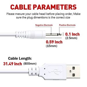 UDATON 2 Pack DC Charging Cable, USB DC 2.5 mm Fast Charger Cord Adapter Replacement Cable