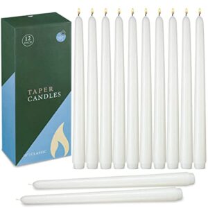 coco-life white taper candles 10 inch unscented tall dripless candlesticks 12 packs for home, wedding, parties and special occasions, off-white, 12 pack 10 inch