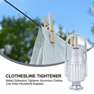 Cabilock 2 Pcs Metal Clothesline Tightener Aluminium Rope Tightener Clothesline Tensioner for Pulleys and Fixed Clothes Lines Clothes Grips Household Supplies