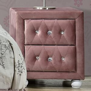 Acme Furniture Reggie Nightstand, Pink Fabric