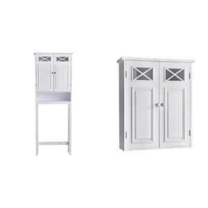 elegant home fashions dawson wooden space saver with cross molding and 2 doors, white & elegant home fashions dawson removable wooden wall cabinet with cross molding and 2 doors, white