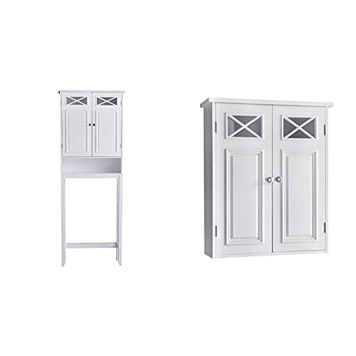 Elegant Home Fashions Dawson Wooden Space Saver with Cross Molding and 2 Doors, White & Elegant Home Fashions Dawson Removable Wooden Wall Cabinet with Cross Molding and 2 Doors, White