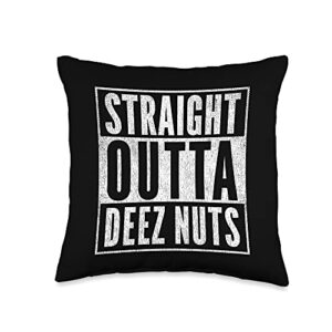 deez nuts internet meme fun apparel straight outta deez nuts for president funny meme throw pillow, 16x16, multicolor