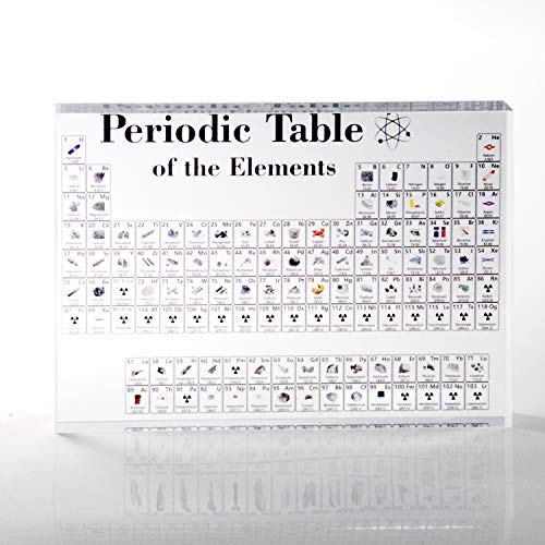 awagas Heritage Periodic Table of Elements, Acrylic Periodic Table Display with Elements, Student Teacher Gifts Crafts Desktop Ornaments Decoration (Embedded Pattern 170x120x24mm)