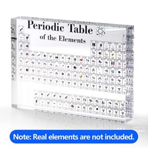 awagas Heritage Periodic Table of Elements, Acrylic Periodic Table Display with Elements, Student Teacher Gifts Crafts Desktop Ornaments Decoration (Embedded Pattern 170x120x24mm)
