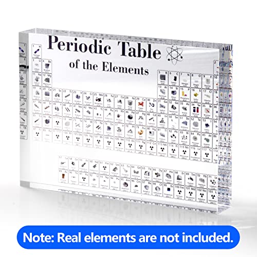 awagas Heritage Periodic Table of Elements, Acrylic Periodic Table Display with Elements, Student Teacher Gifts Crafts Desktop Ornaments Decoration (Embedded Pattern 170x120x24mm)