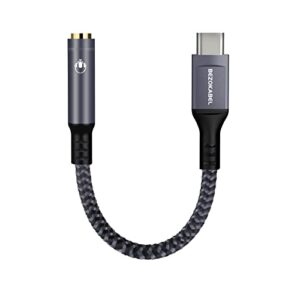 usb c to 3.5mm audio adapter, usb type c headphone jack adapter, bezokable nylon-braided hifi sound usb c to aux audio dongle cable cord for samsung galaxy s22 s21 and more - black