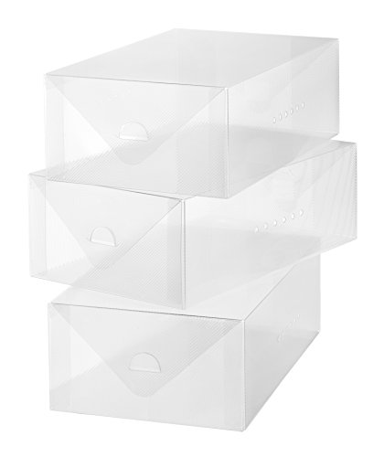 Whitmor Clear Vue Women's Shoe Box, Set of 4, White, 4 Count & Clear Vue Men's Shoe Box Set of 3