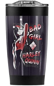 logovision harley quinn bad girl stainless steel tumbler 20 oz coffee travel mug/cup, vacuum insulated & double wall with leakproof sliding lid | great for hot drinks and cold beverages