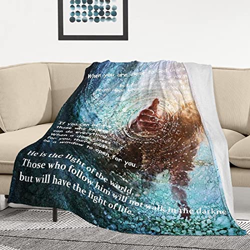 BZKIER Jesus Blanket Christian Gift for Women Men Inspirational Spiritual Message Faith Hope Love on Soft Throw Blanket Religious Blanket for Lover Best Friend