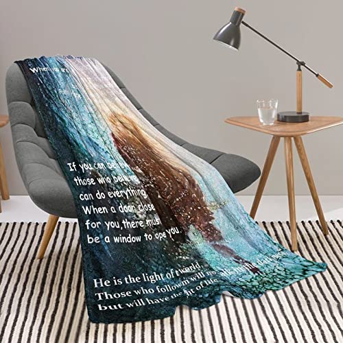 BZKIER Jesus Blanket Christian Gift for Women Men Inspirational Spiritual Message Faith Hope Love on Soft Throw Blanket Religious Blanket for Lover Best Friend