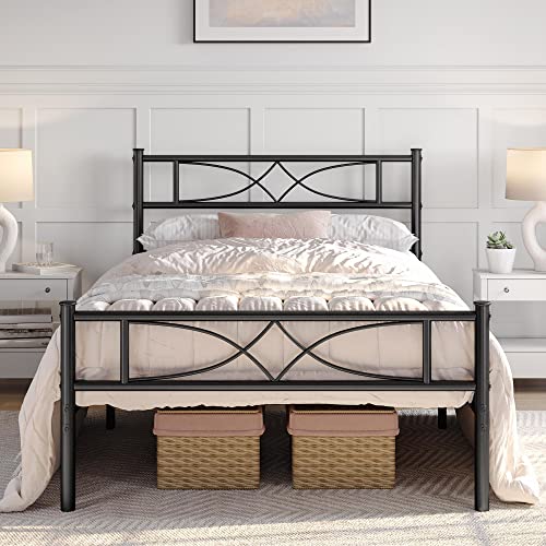 Yaheetech Metal Twin Size Bed Frame, Platform Bed Frame, Mattress Foundation with Curved Design Headboard & Footboard, NO Box Spring Needed, Heavy-Duty Support, Easy Assembly, Twin, Black