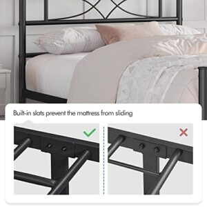 Yaheetech Metal Twin Size Bed Frame, Platform Bed Frame, Mattress Foundation with Curved Design Headboard & Footboard, NO Box Spring Needed, Heavy-Duty Support, Easy Assembly, Twin, Black