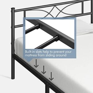 Yaheetech Metal Twin Size Bed Frame, Platform Bed Frame, Mattress Foundation with Curved Design Headboard & Footboard, NO Box Spring Needed, Heavy-Duty Support, Easy Assembly, Twin, Black