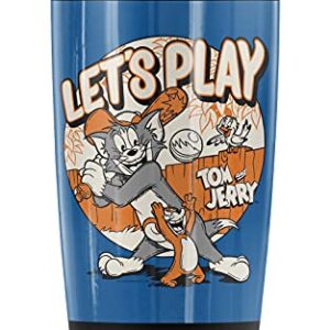 Logovision Tom and Jerry Let's Play Stainless Steel Tumbler 20 oz Coffee Travel Mug/Cup, Vacuum Insulated & Double Wall with Leakproof Sliding Lid | Great for Hot Drinks and Cold Beverages