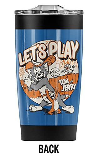 Logovision Tom and Jerry Let's Play Stainless Steel Tumbler 20 oz Coffee Travel Mug/Cup, Vacuum Insulated & Double Wall with Leakproof Sliding Lid | Great for Hot Drinks and Cold Beverages