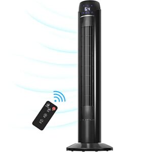 kegian tower fan, 36" oscillating tower fan with remote, 15h timer electric quiet cooling fan with led 3 wind speeds 3 modes portable for bedroom,office,home (black)