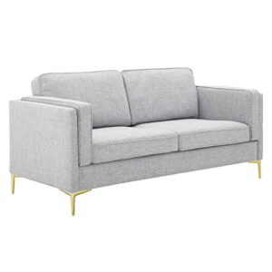 modway kaiya upholstered fabric sofa, light gray