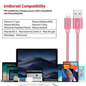 [Apple MFi Certified] iPhone Charger 3 Pack 10ft 6ft 3ft iPhone Charging Cables Nylon Braided Long USB Cable iPhone Charger Cord Compatible with iPhone 12 Pro Max 11 10 Xr Xs Max 8 7 6 5 SE - Pink