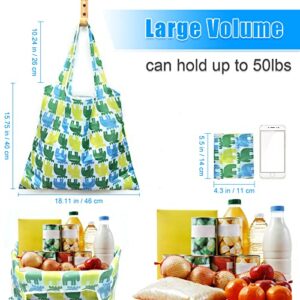 MRYUWB 6 Pcs Set Reusable Grocery Bags, Foldable Shopping Bags, Large Groceries Bags with Pouch Bulk, Ripstop, Easy Carrying，Waterproof, Eco-Friendly, Machine Washable Nylon Tote Bag (Shiny Flowers)