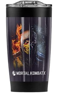 logovision mortal kombat x fire and ice stainless steel tumbler 20 oz coffee travel mug/cup, vacuum insulated & double wall with leakproof sliding lid | great for hot drinks and cold beverages