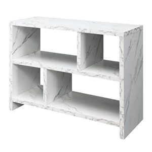 convenience concepts northfield console 3-tier bookcase, white faux marble