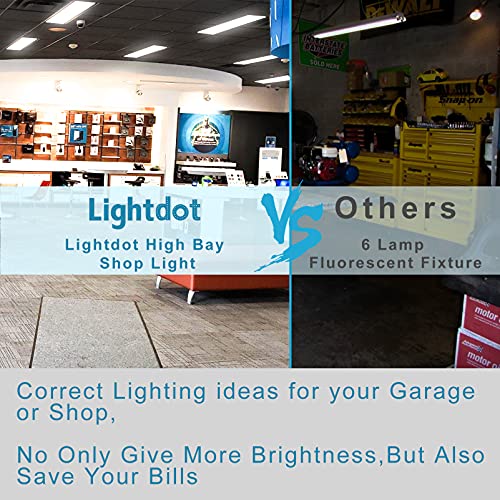 Lightdot 2 Pack LED High Bay Shop Light, 2FT (Large Area Illumination) 150W [Eqv.600W MH/HPS] 5000K Commercial Warehouse Linear Hanging Light for Workshop Energy Saving Upto 5600KW*2/5Yrs(5Hrs/Day)