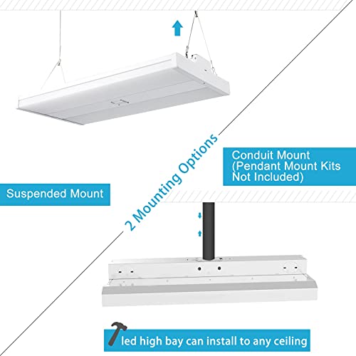 Lightdot 2 Pack LED High Bay Shop Light, 2FT (Large Area Illumination) 150W [Eqv.600W MH/HPS] 5000K Commercial Warehouse Linear Hanging Light for Workshop Energy Saving Upto 5600KW*2/5Yrs(5Hrs/Day)