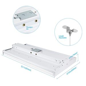 Lightdot 2 Pack LED High Bay Shop Light, 2FT (Large Area Illumination) 150W [Eqv.600W MH/HPS] 5000K Commercial Warehouse Linear Hanging Light for Workshop Energy Saving Upto 5600KW*2/5Yrs(5Hrs/Day)