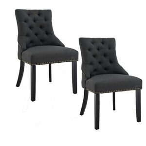 aaron living dining chairs dining room chairs kitchen chairs for living room side chair for restaurant home kitchen living room(set of 2,charcoal)