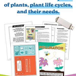 In A Flash Plants Science Instructional Resources—Flash Drive With Lessons, Labs, Observation Journal, Templates, Songs, Posters, STEM Challenge, Plant E-Books, Grades K-2 (191 pgs)